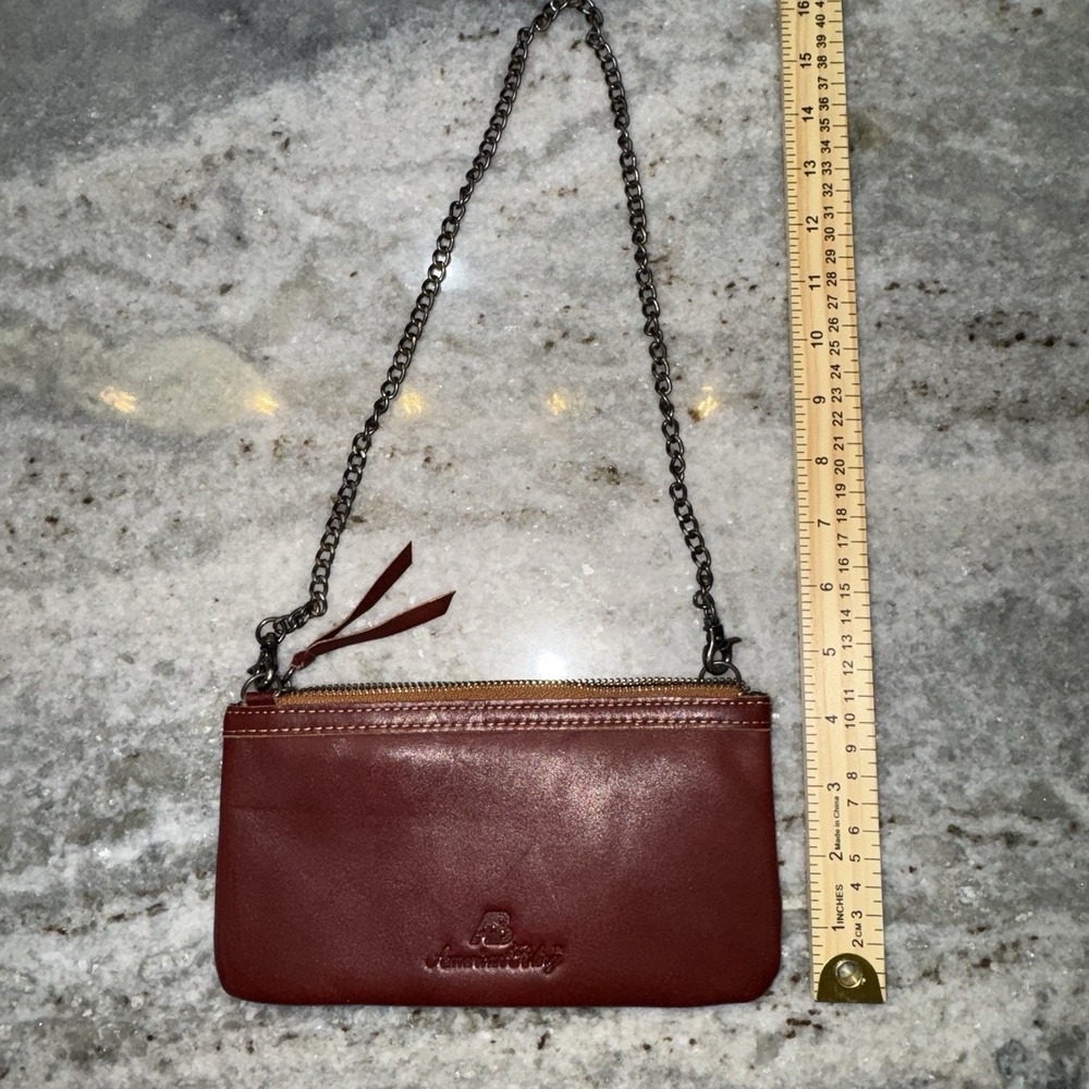 American Bling Leather Hand Bag Clutch Pink Cowhide Chain Strap - Picture 5 of 7